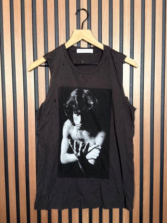 Daydreamer Tops - Daydreamer Muscle Shirt Small Gray Frayed Jim Morrison The Doors Pinhole